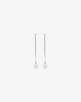 6mm Threader Earrings with Cultured Freshwater Pearls in Sterling Silver