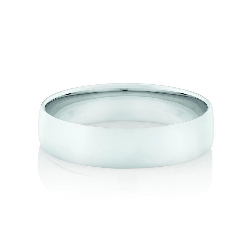 5mm Lite Half Round Wedding Band 10kt White Gold