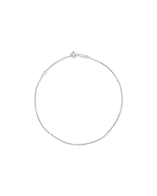 26cm (10.2") 0.6mm Width Bar Alternating Chain Anklet in Sterling Silver