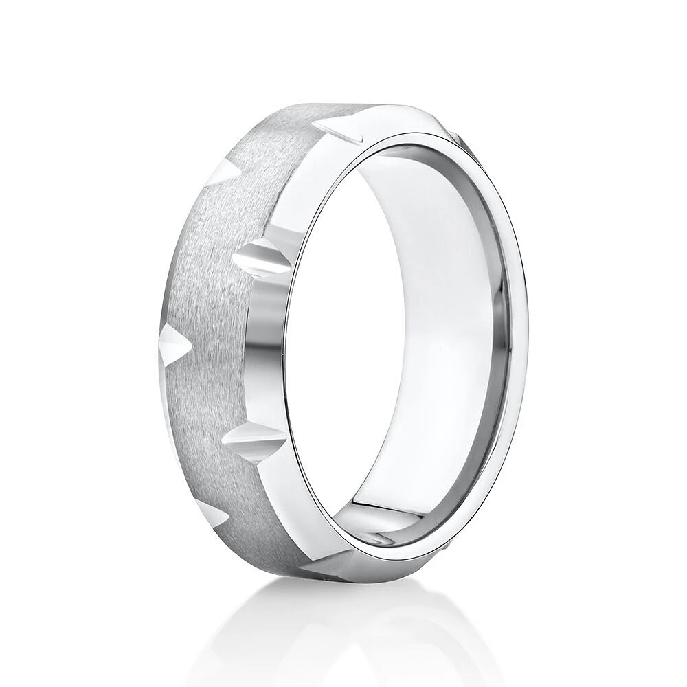 Bague en tungstène de saphir gris pour homme