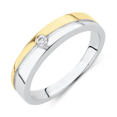 Ring with Diamond 10kt White & Yellow Gold