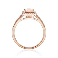 Halo Ring with Morganite & 0.22 Carat TW of Diamonds in 10kt Rose Gold