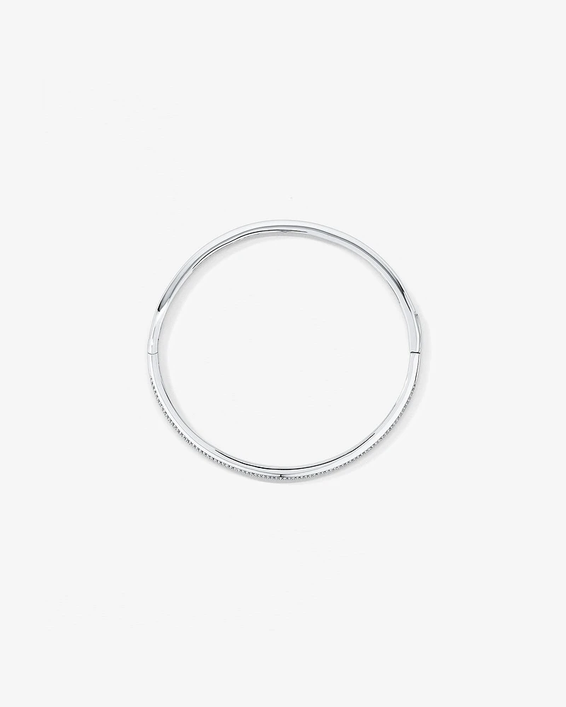 Pave Cubic Zirconia Hinge Bangle in Sterling Silver