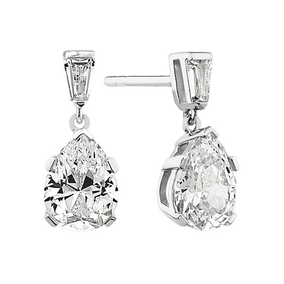 Boucles d'Oreilles Clous avec Goutte de Zircon Cubique en Forme de Poire en Argent Sterling