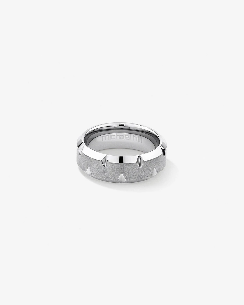 Bague en tungstène de saphir gris pour homme