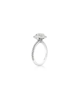 Oval Halo Ring with 0.90 Carat TW of Diamonds in 18kt White Gold