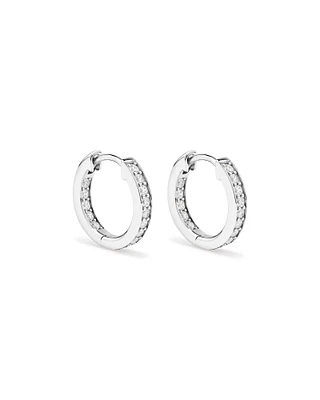 15mm Cubic Zirconia Huggie Hoop Earrings in Sterling Silver