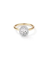 Bague De Fiançailles Halo En Diamant De Laboratoire Taille Ovale De 1,46 Carat Poids Total En Or Jaune Et Blanc 14 Carats