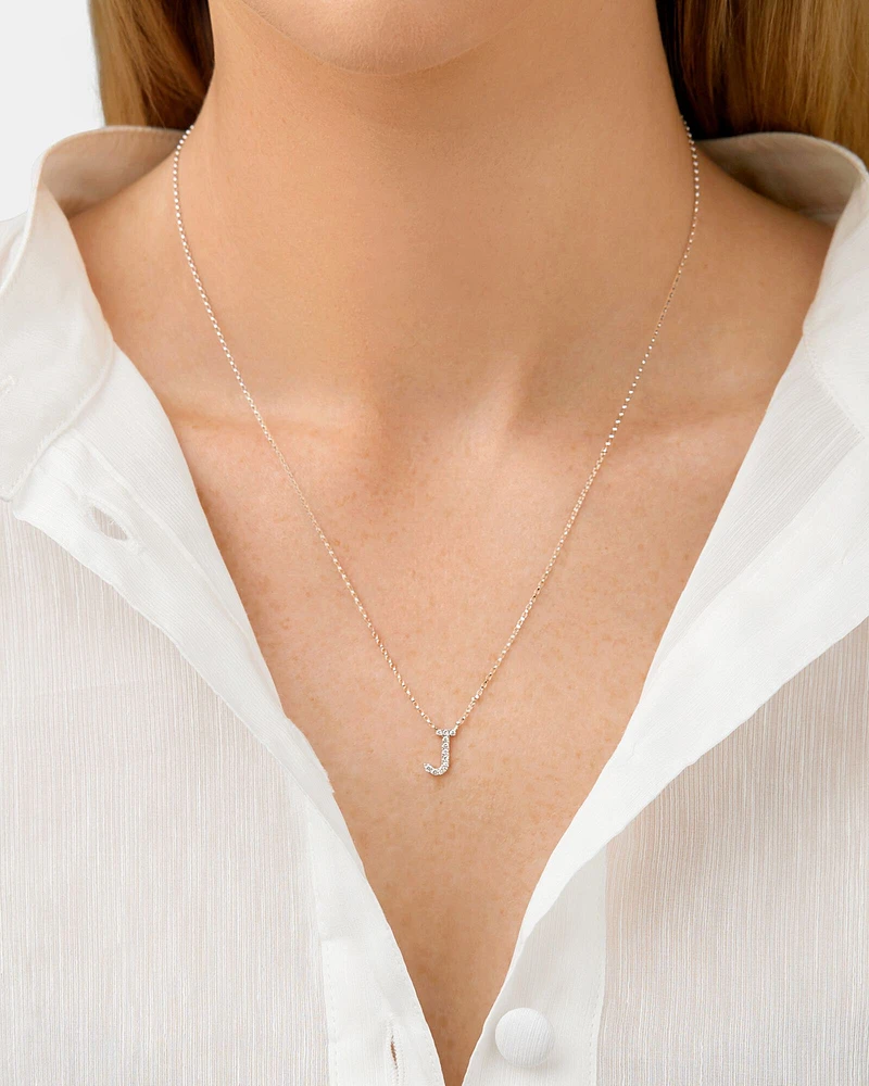 A' Initial necklace with 0.10 Carat TW of Diamonds in 10kt White Gold
