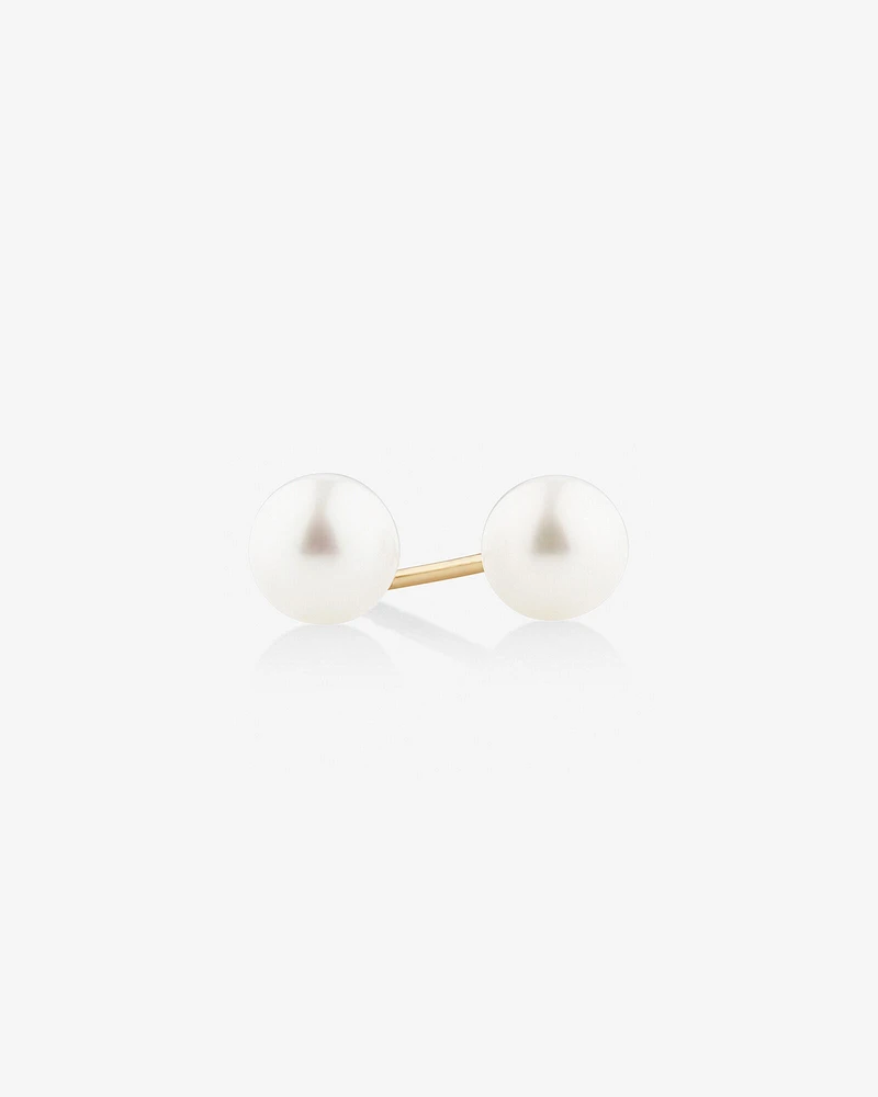 Stud Earrings with 5mm Round Cultured Freshwater Pearl in 10kt Yellow Gold