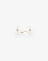 Stud Earrings with 5mm Round Cultured Freshwater Pearl in 10kt Yellow Gold