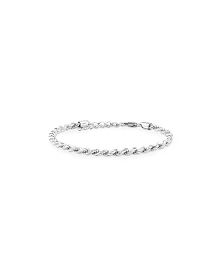 24cm (9.5") 4mm-4.5mm Width Rope Bracelet in Sterling Silver