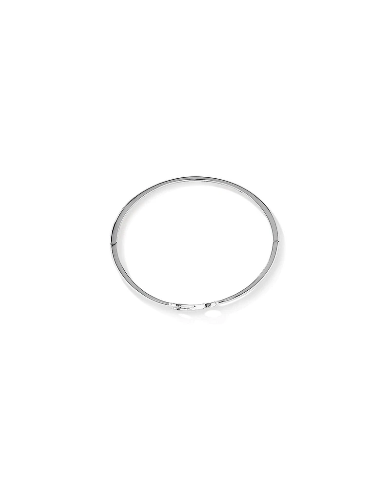 Diamond Accent Infinity Oval Hinge Bangle in Sterling Silver