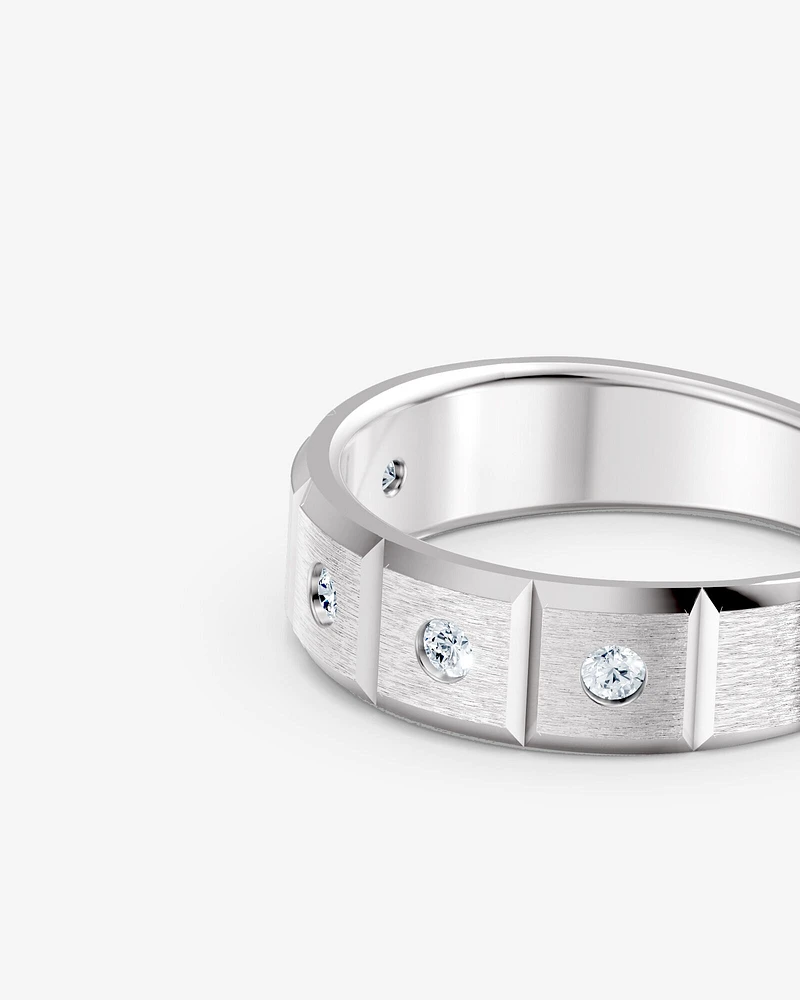 Men's 0.20 TW Brushed and Polished Diamond Ring Platinum