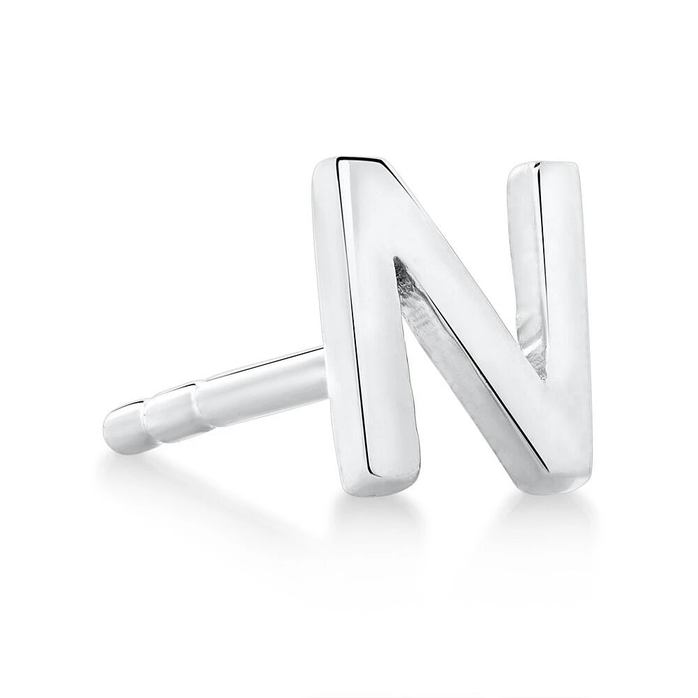 E Initial Single Stud Earring in Sterling Silver