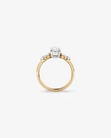 1.40 Carat TW Oval Cut Laboratory-Grown Diamond Marquise & Round Cut Side Stone Engagement Ring in 14kt Yellow & White Gold