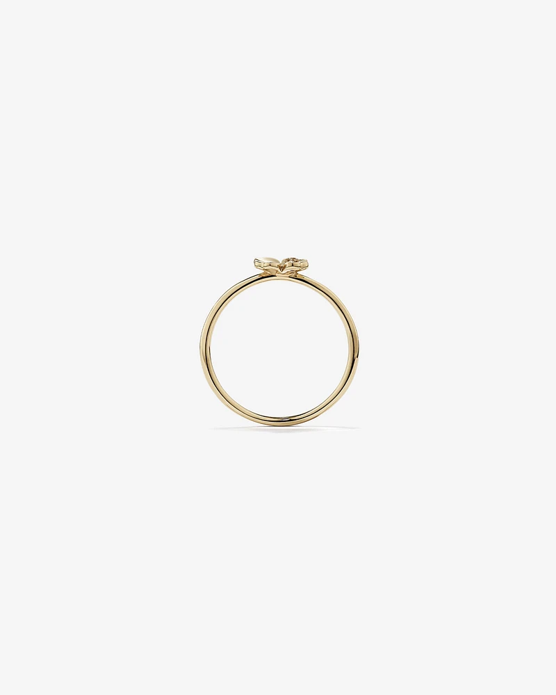 Cubic Zirconia Four Leaf Clover Ring in 10kt Yellow Gold