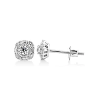 Michael Hill Designer Fashion Art Deco Stud Earrings with 0.45 Carat TW of Diamonds in 18kt White Gold