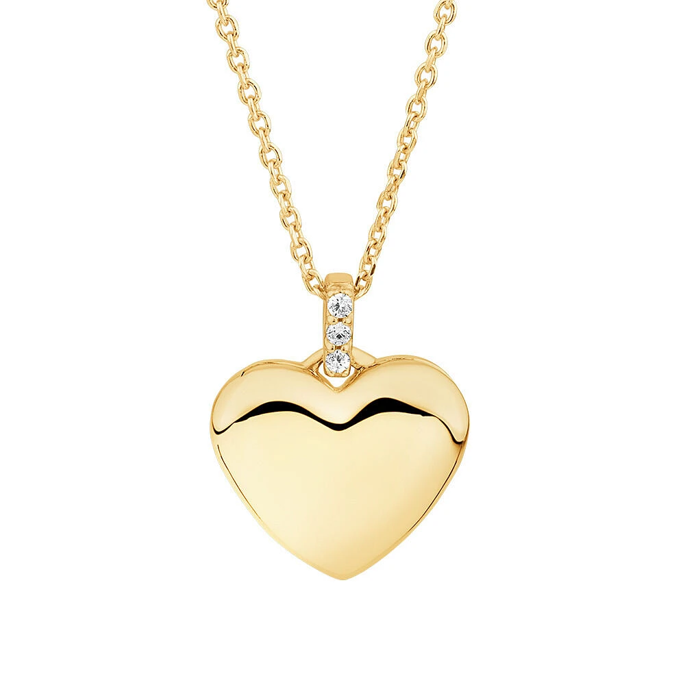 Diamond Accent Heart locket in 10kt Yellow Gold