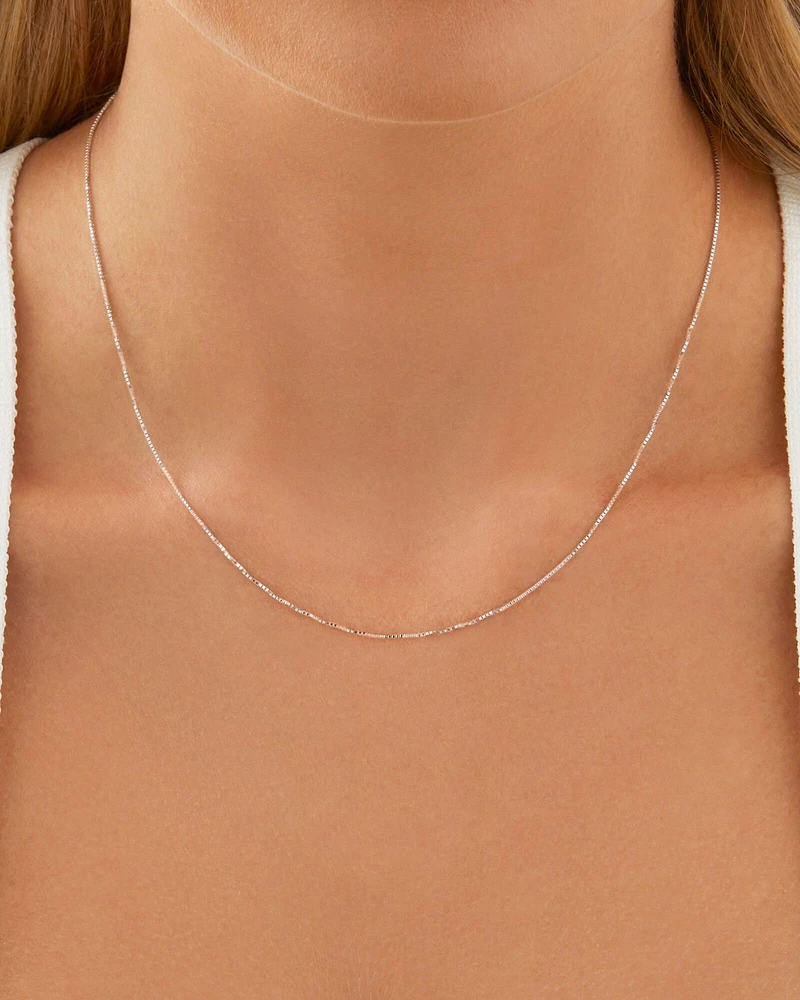 45cm (18") 0.66mm Width Box Chain in 18kt White Gold