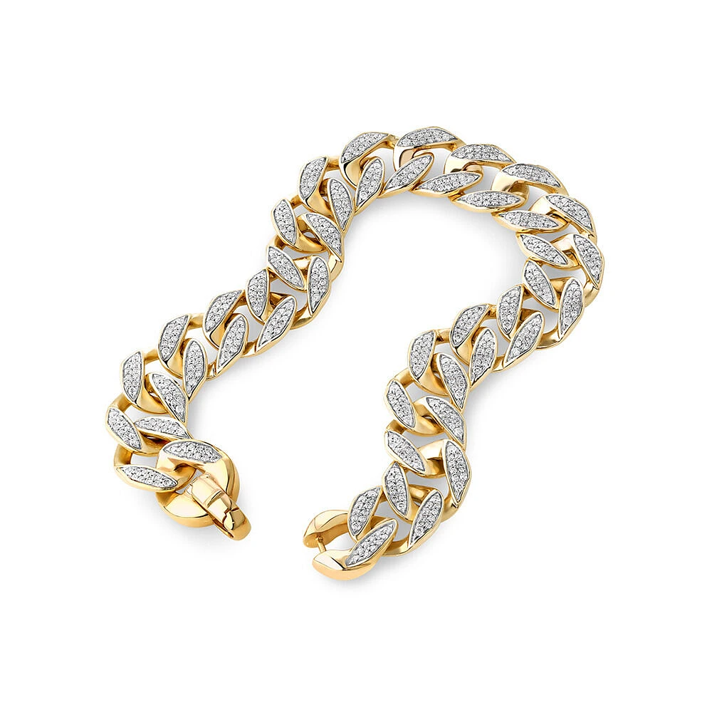 3.30 Carat TW Diamond Set Cuban Link Bracelet in 10kt Yellow and White Gold