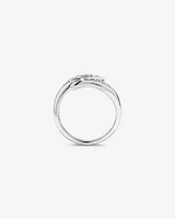 Cubic Zirconia Pointed Open Bypass Ring in Sterling Silver