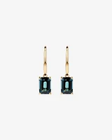 Emerald Cut London Blue Topaz Gemstone Drop Earrings in 10kt Yellow Gold