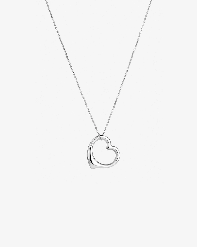 45cm (18") Open Heart Necklace in Sterling Silver