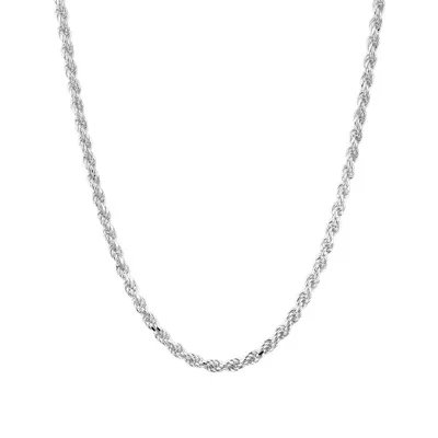 50cm (20") 3.5mm-4mm Width Rope Chain in Sterling Silver