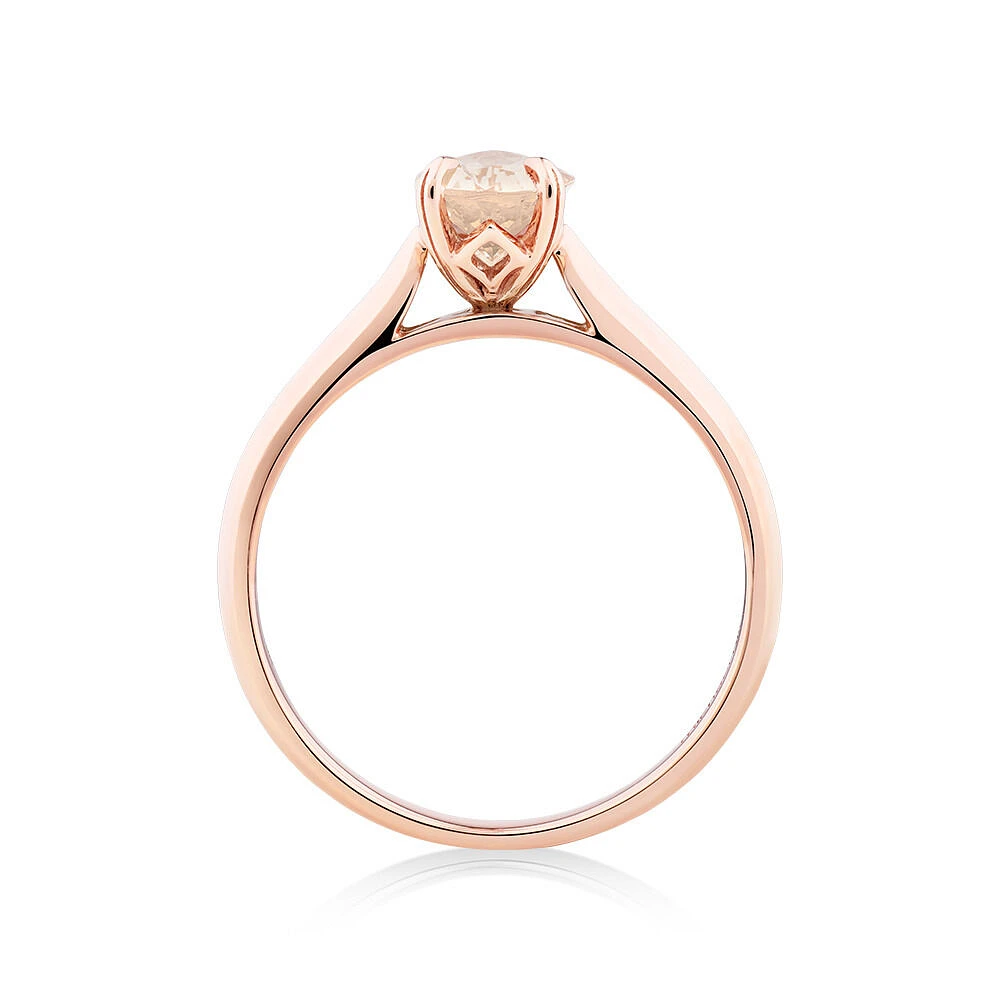 Solitaire Ring with Morganite in 10kt Rose Gold