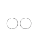 Hoop Earrings with Cubic Zirconia in Sterling Silver