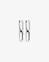 Paperclip Huggie Drop Earrings in Sterling Silver