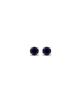 Round Blue Created Sapphire Birthstone Stud Earrings in 10kt Yellow Gold