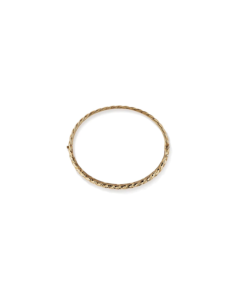 Diamond-Cut Crossaint Bangle in 10kt Yellow Gold