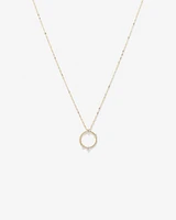 Diamond Studded Circle Necklace in 10kt Yellow Gold