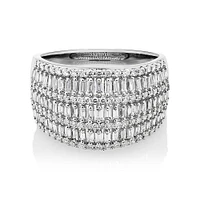 Multi Row Ring with 1 Carat TW of Diamonds in 14kt White Gold