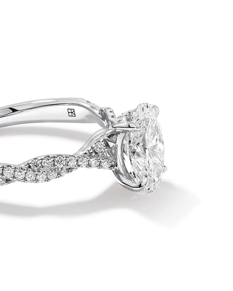 1.70 Carat TW Oval Cut Lab-Grown Diamond Twist Band Engagement Ring in 14kt White Gold