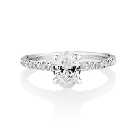 Oval Solitaire Engagement Ring with 1.12kt TW of Diamonds in 14ct White Gold