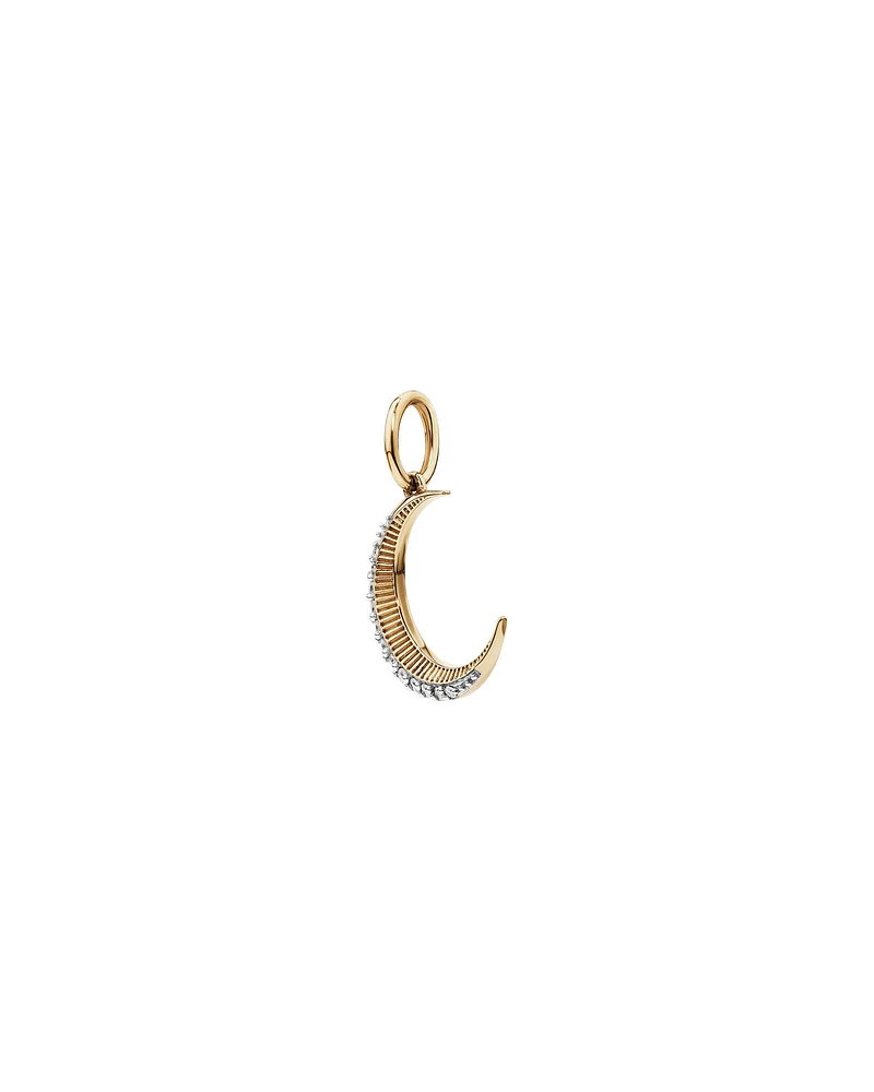 Diamond Crescent Moon Pendant in 10kt Yellow Gold