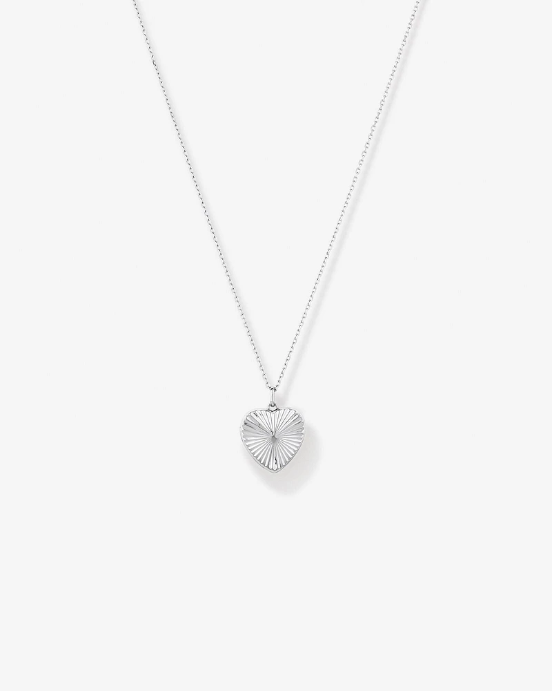 Sunray Love Heart Locket Necklace in Sterling Silver