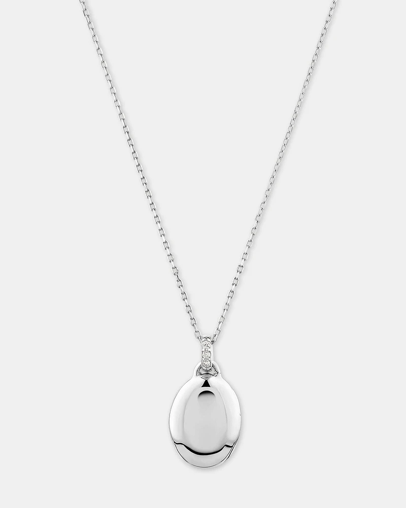 Diamond Accent Oval locket in Sterling Silver