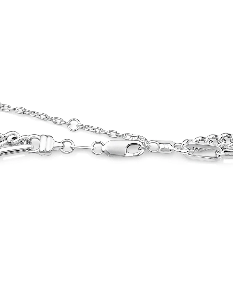 50cm (20") Curb and Paperclip Chain in Sterling Silver