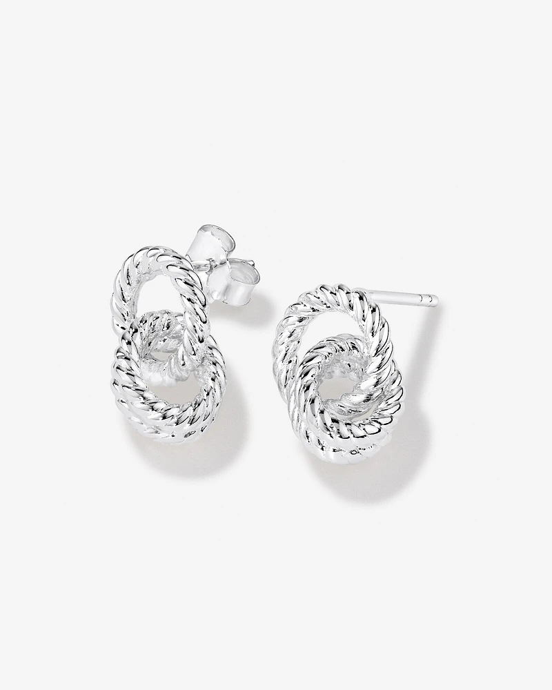 Rope Textured Earrings in Sterling Silver