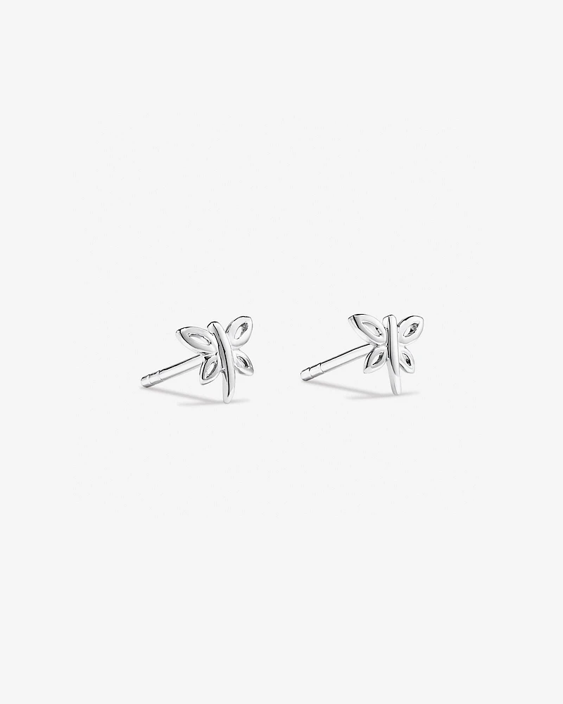 Open Wing Dragonfly Stud Earrings in Sterling Silver