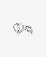 Boucles d'oreilles cœur et infini en argent sterling avec diamants totalisant 0,12 ct