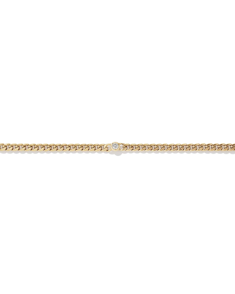 Diamond Accent Curb Chain Bracelet in 10kt Yellow Gold