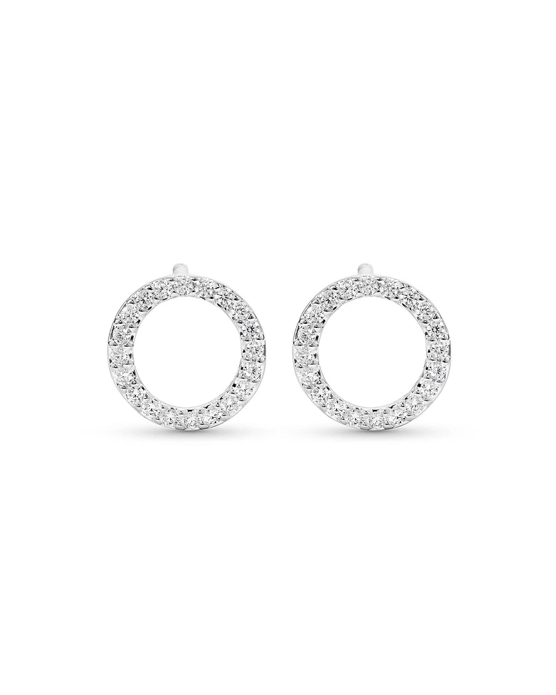 Circle Stud Earrings with Cubic Zirconia in Sterling Silver