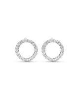 Circle Stud Earrings with Cubic Zirconia in Sterling Silver