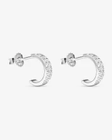 Half Hoops with Cubic Zirconia in Sterling Silver