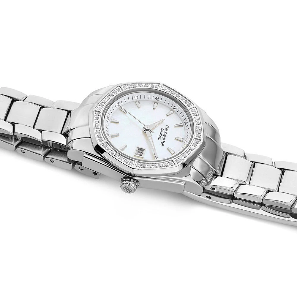 Women's Mother of Pearl Watch with 0.28 Carat TW of Diamonds in Stainless Steel